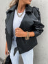 Women PU Leather Top Coat Jacket Loose - ROUTINE FASHION