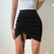 Drawstring Pleated Skirt Split A-line Hip Skirt - ROUTINE FASHION