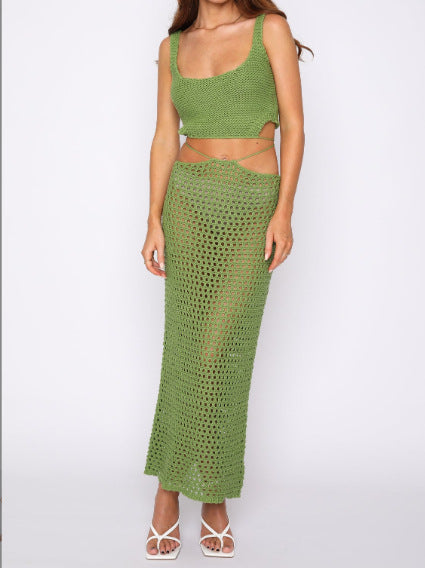 Fashion Knitted Wrap Hip Skirt Set - ROUTINE FASHION