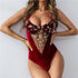 Velvet Bodysuit Women Floral Embroidered Jumpsuit Ladies Lace Panel Bodysuit - ROUTINE FASHION