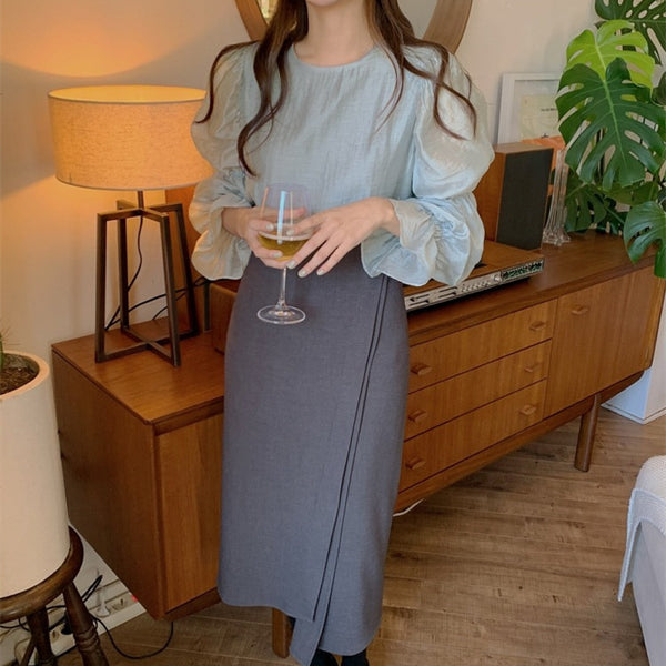 Women's Blouse Lantern Sleeve All-match Blouse - ROUTINE FASHION