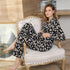 Loungewear Lapel Cardigan Long Sleeve Long Trouser Pyjama Set - ROUTINE FASHION