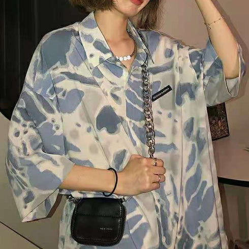 Tie-dye Short-sleeved Polo Collar Shirt - ROUTINE FASHION