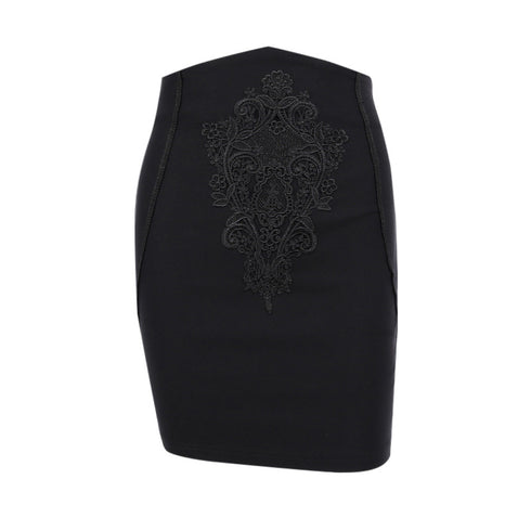 High Waist Bag Hip Denim Lace Skirt, Embroidery Dark Sexy Slim Pencil Skirt Women - ROUTINE FASHION