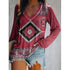 Top Ethnic Orientation Print Long Sleeve T-Shirt Women - ROUTINE FASHION