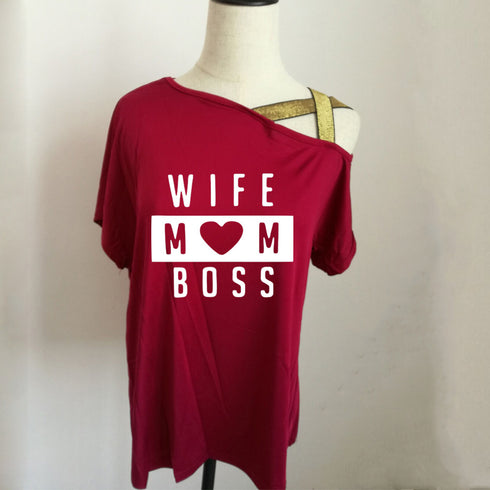 Irregular Cross Oblique Shoulder Short-sleeved T-shirt Women - ROUTINE FASHION