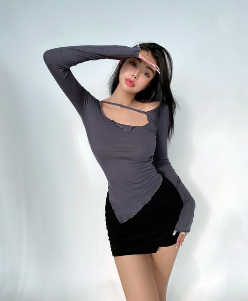 Small Slim Irregular Thin Blouse T-shirt - ROUTINE FASHION