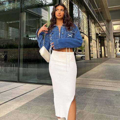 Denim Jacket Casual Strap Coat - ROUTINE FASHION