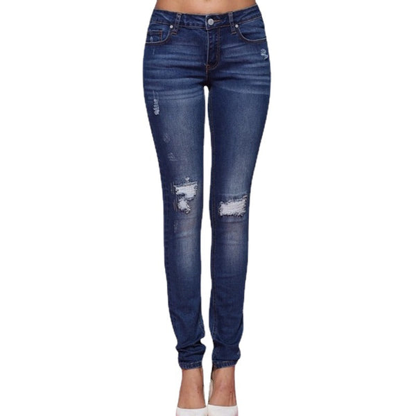 Ripped Stretch Skinny Jeans Fashion Women's Clothing - ROUTINE FASHION
