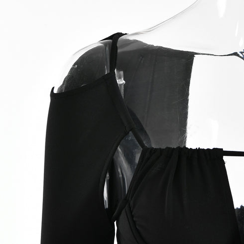 Irregular Tunic Waist Slim Dress Suspenders In Summer - ROUTINE FASHION