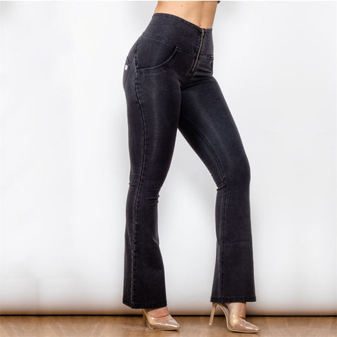 High Waist Black Flared Skinny Women's Stretch Jeans - ROUTINE FASHION