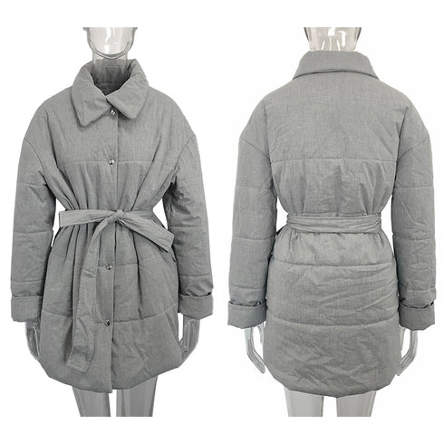 Women's Parka Coat With Front Buttons - ROUTINE FASHION