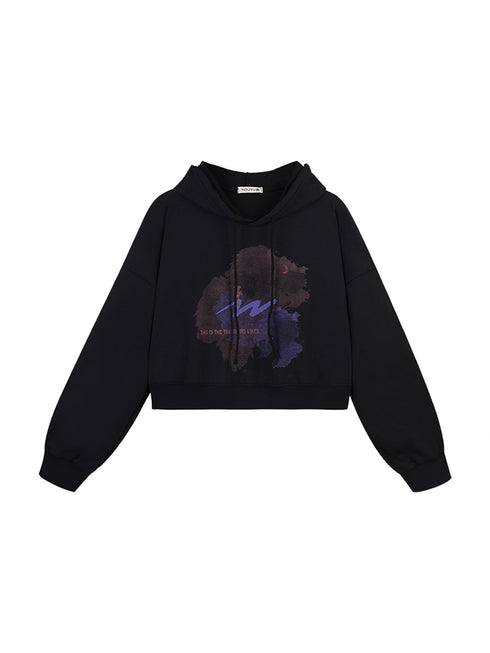 Women's Small Black Cropped Hoodie - ROUTINE FASHION