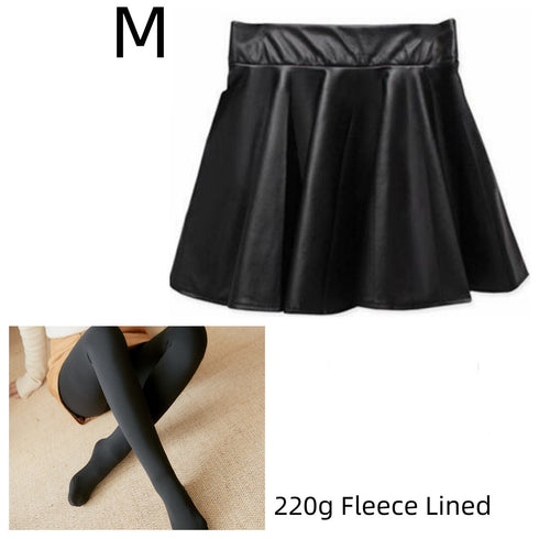 High waist Faux Leather Skirt sun skirt pleated skirt - ROUTINE FASHION