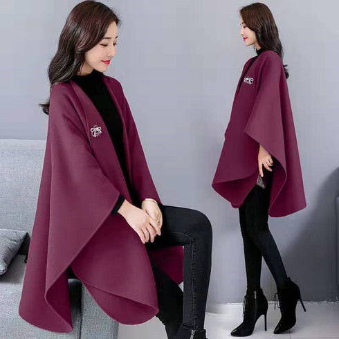 Fashion Longfengni Women's Woolen Cape Coat - ROUTINE FASHION