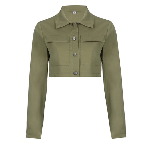 Distressed Multi-pocket Panelled Army Green Lightweight Jacket - ROUTINE FASHION