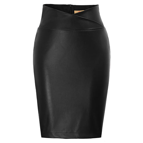 NEW Women Skirts Faux Leather Wrap Waist Back - ROUTINE FASHION