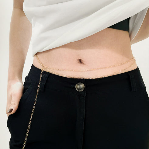 Sexy Metal Chain Double Body Chain Gold Heart Everything Stylish Beach Waist Chain Accessories Personality Waist - ROUTINE FASHION