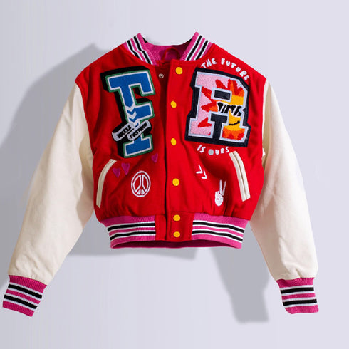 Thread Color Blocking Button Bomber Suit - ROUTINE FASHION